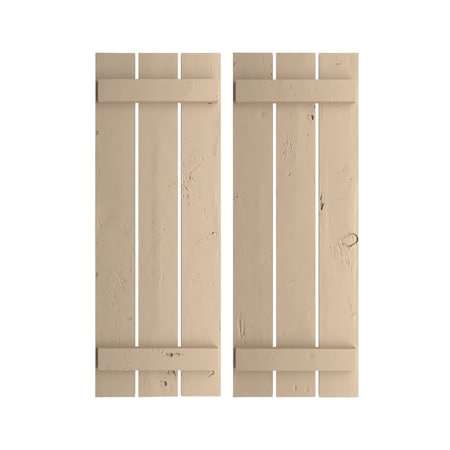 Rustic Three Board Spaced Board-n-Batten Knotty Pine Faux Wood Shutters, 17 1/2W X 44H